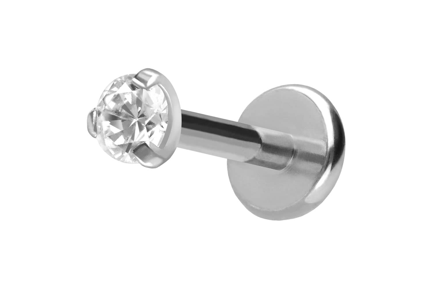 Titan Labret Piercing mit Push Fit EINGEFASSTER KRISTALL